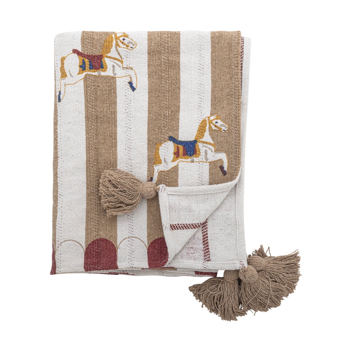 Bilde av Bloomingville Merry-go-round filt 130x160 cm Beige-rød