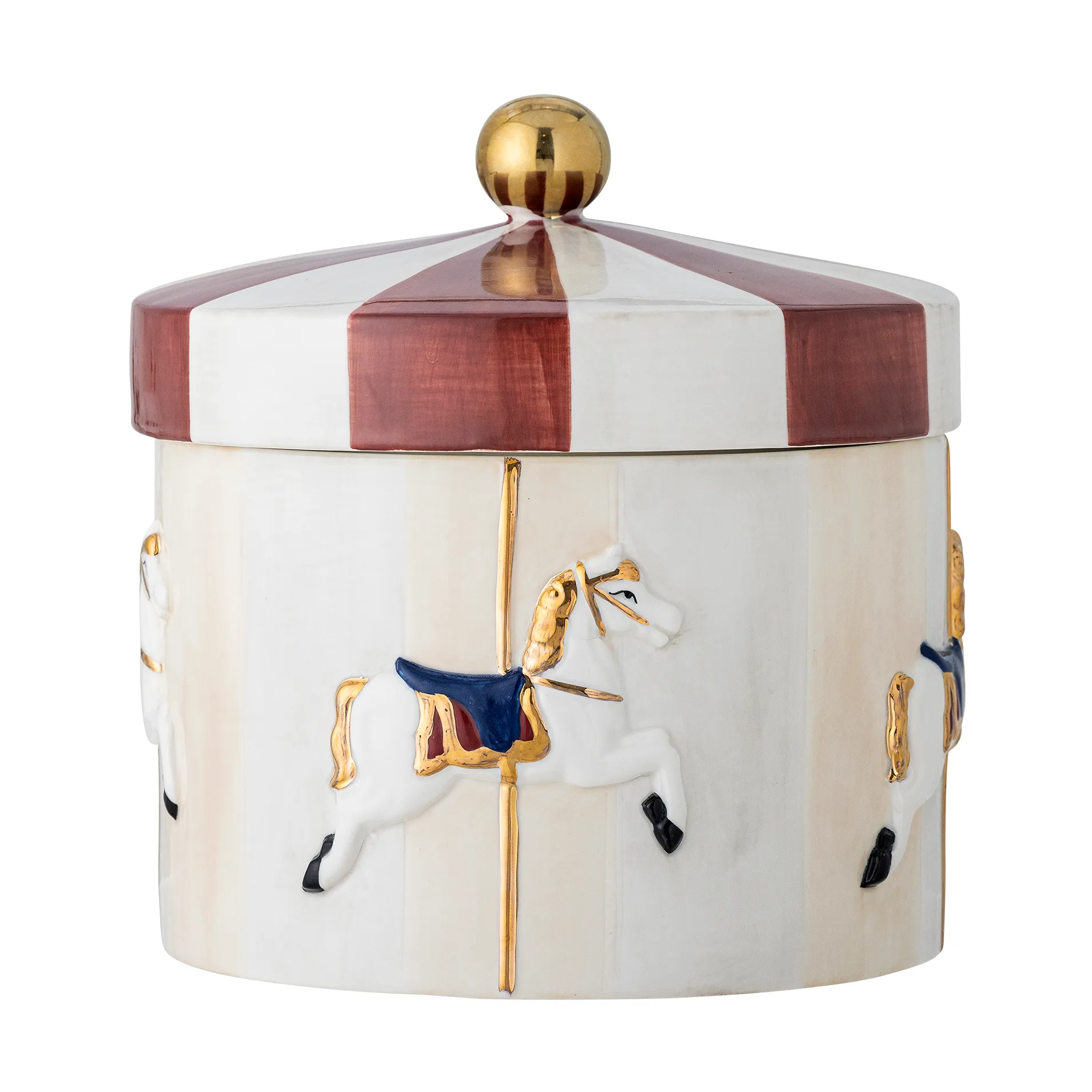 Merry-go-round krukke med lokk Ø19,5x20,5 cm, Rød-hvit Bloomingville