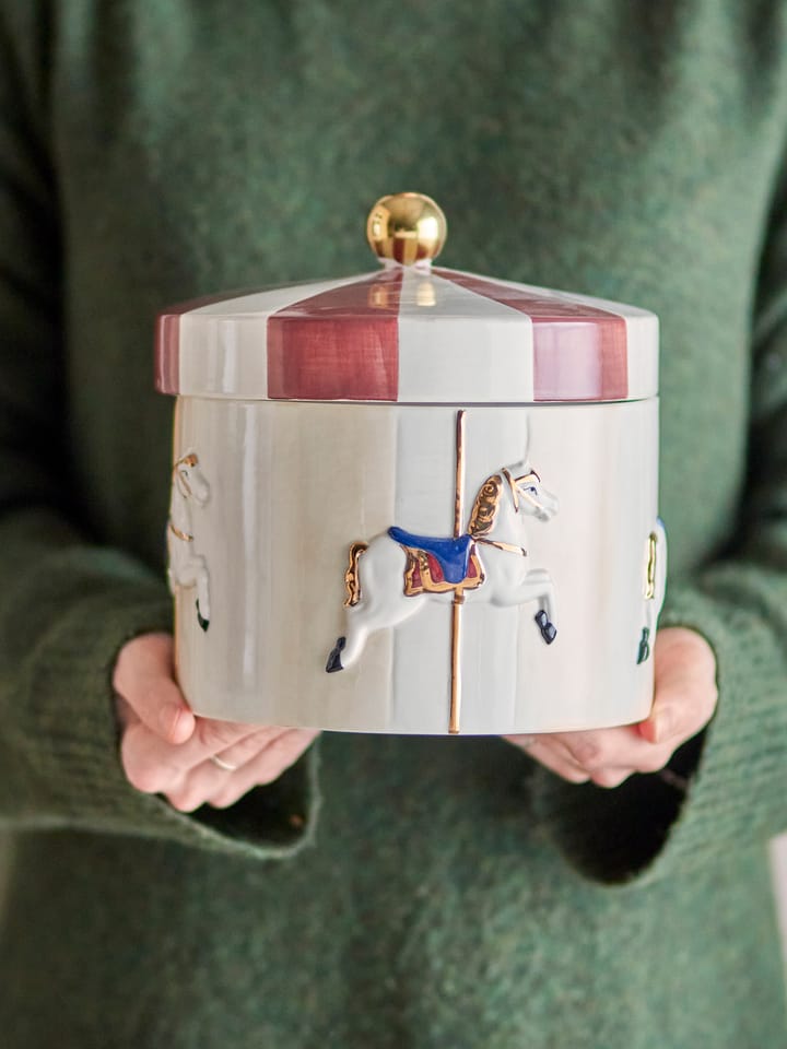 Merry-go-round krukke med lokk Ø19,5x20,5 cm, Rød-hvit Bloomingville