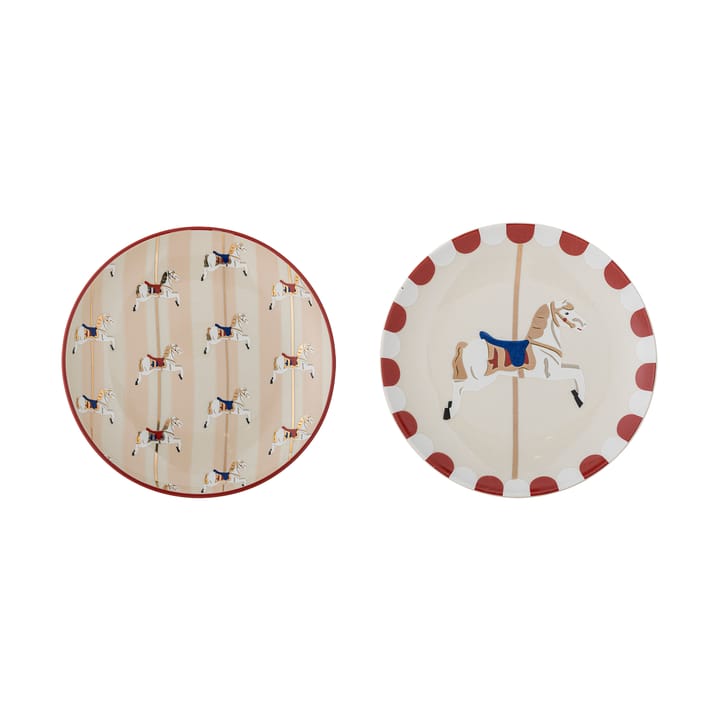 Merry-go-round tallerken Ø16 cm 2 deler - Beige-rød - Bloomingville