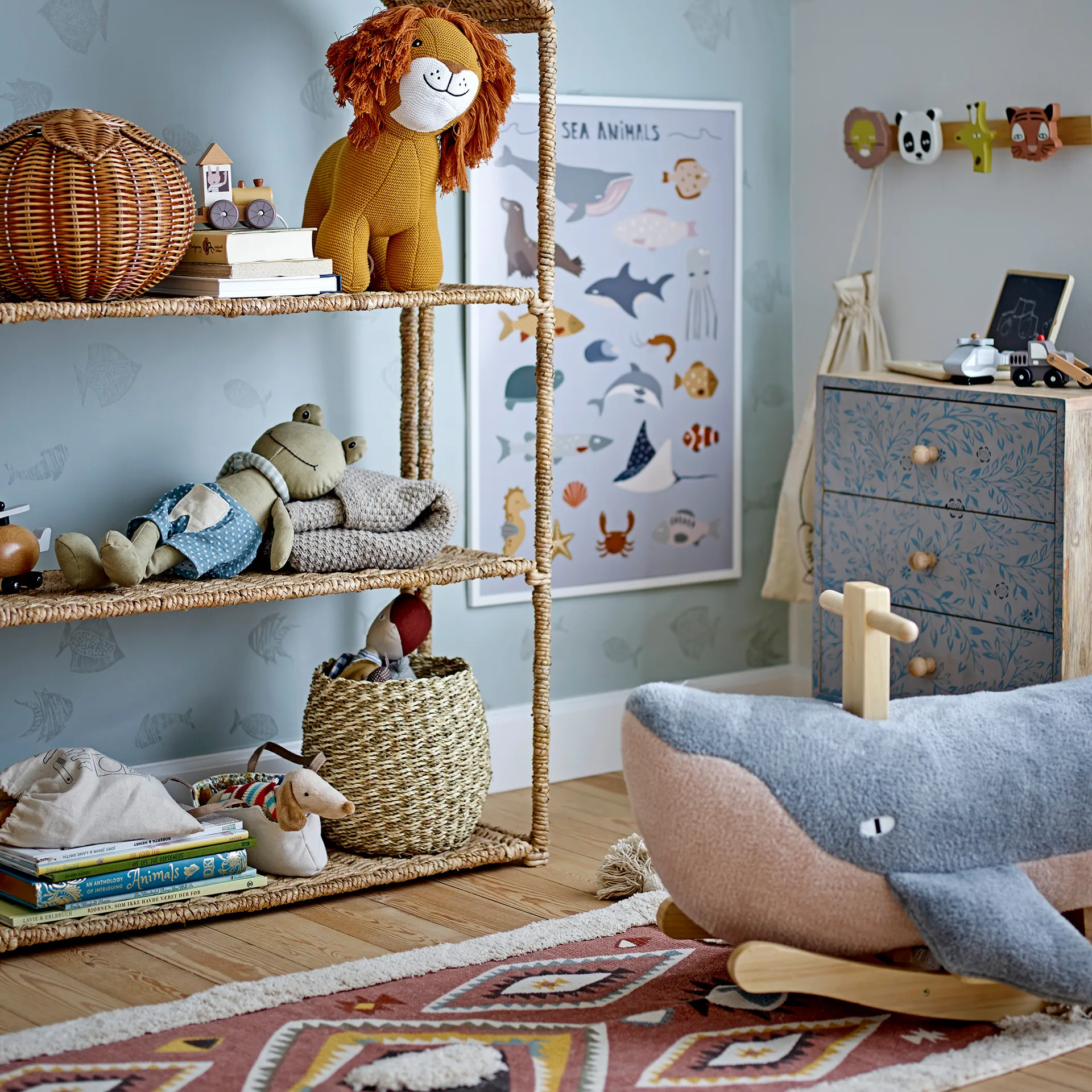 Moby gyngedyr med håndtak, Blå Bloomingville