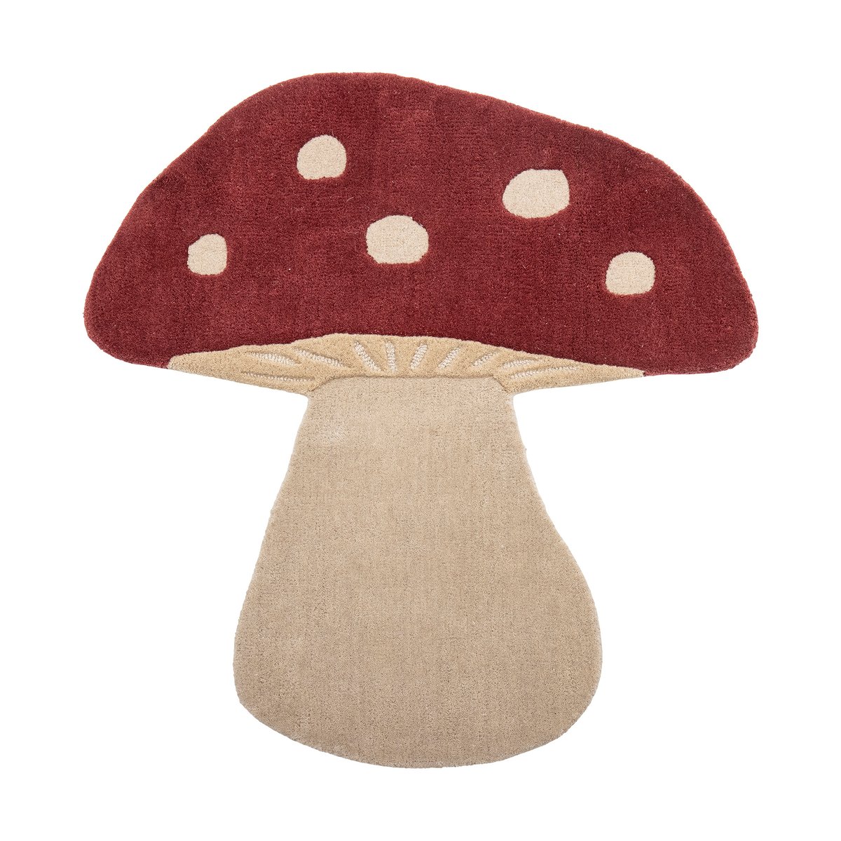 Bilde av Bloomingville Mushroom ullteppe 85 x 90 cm Rød-hvit