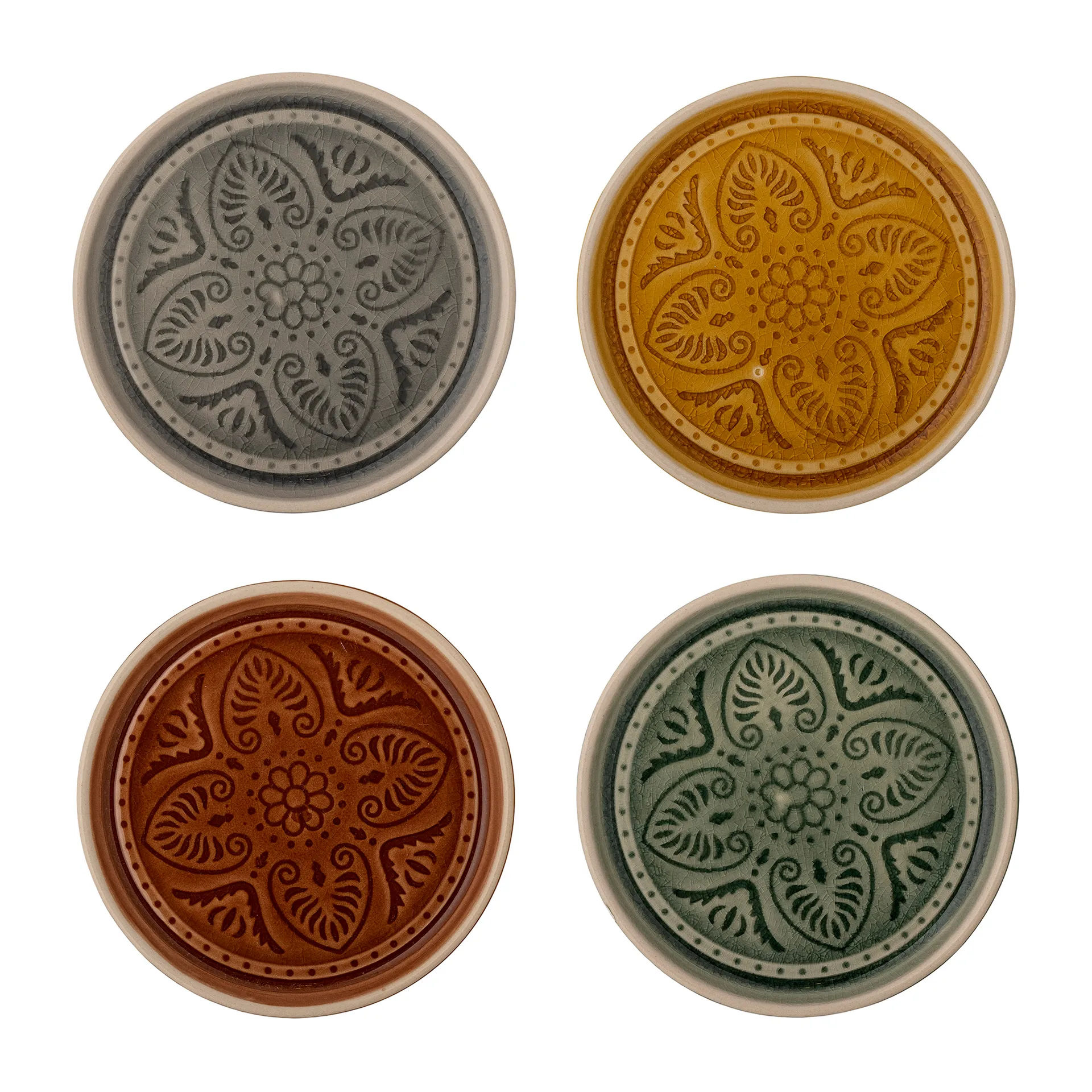 Rani tallerken Ø 11 cm 4 deler, Grå-gul-brun-grønn Bloomingville