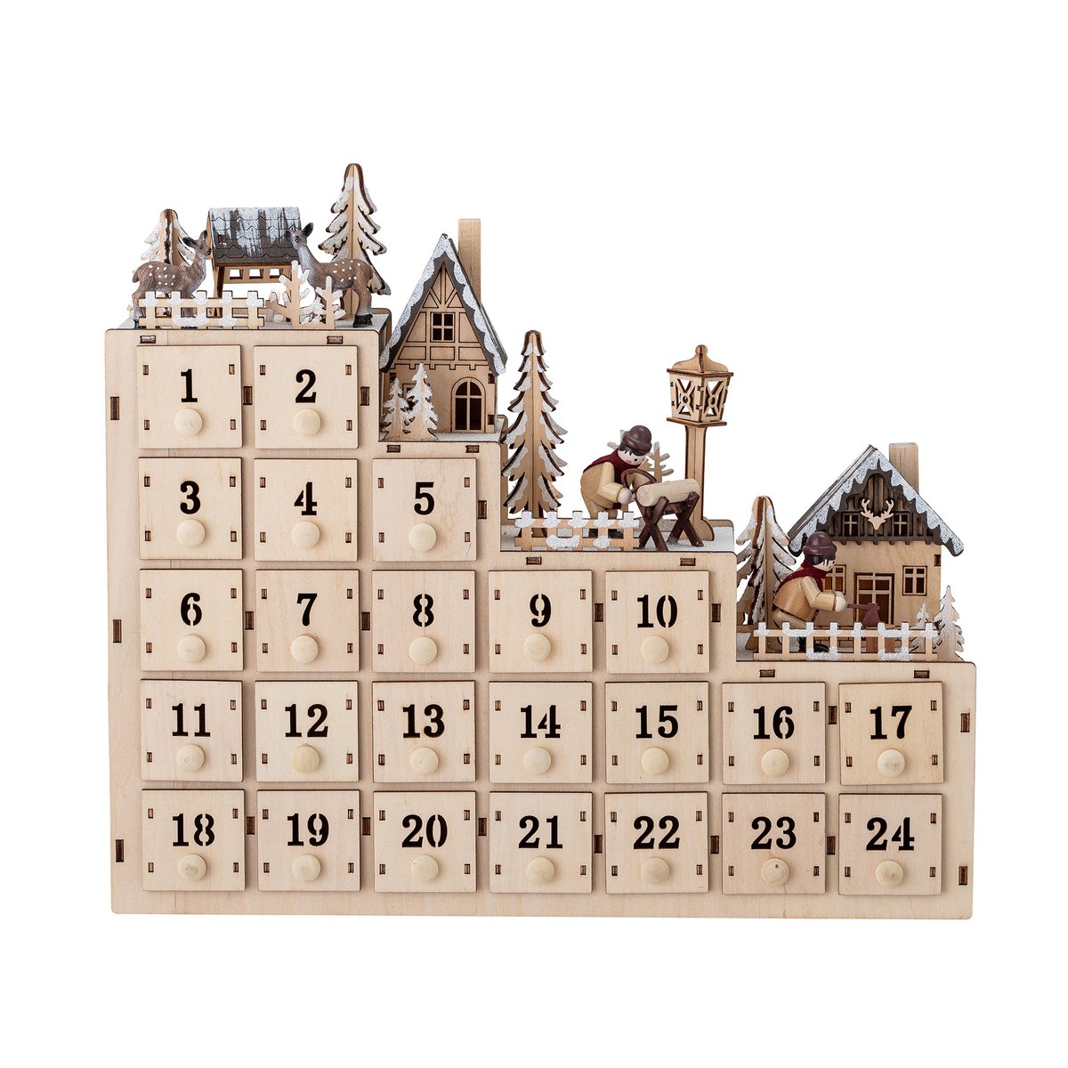 Bloomingville Richie julekalender 33 x 38 cm Natur | Skandinavisk Design | Julepynt | Beige