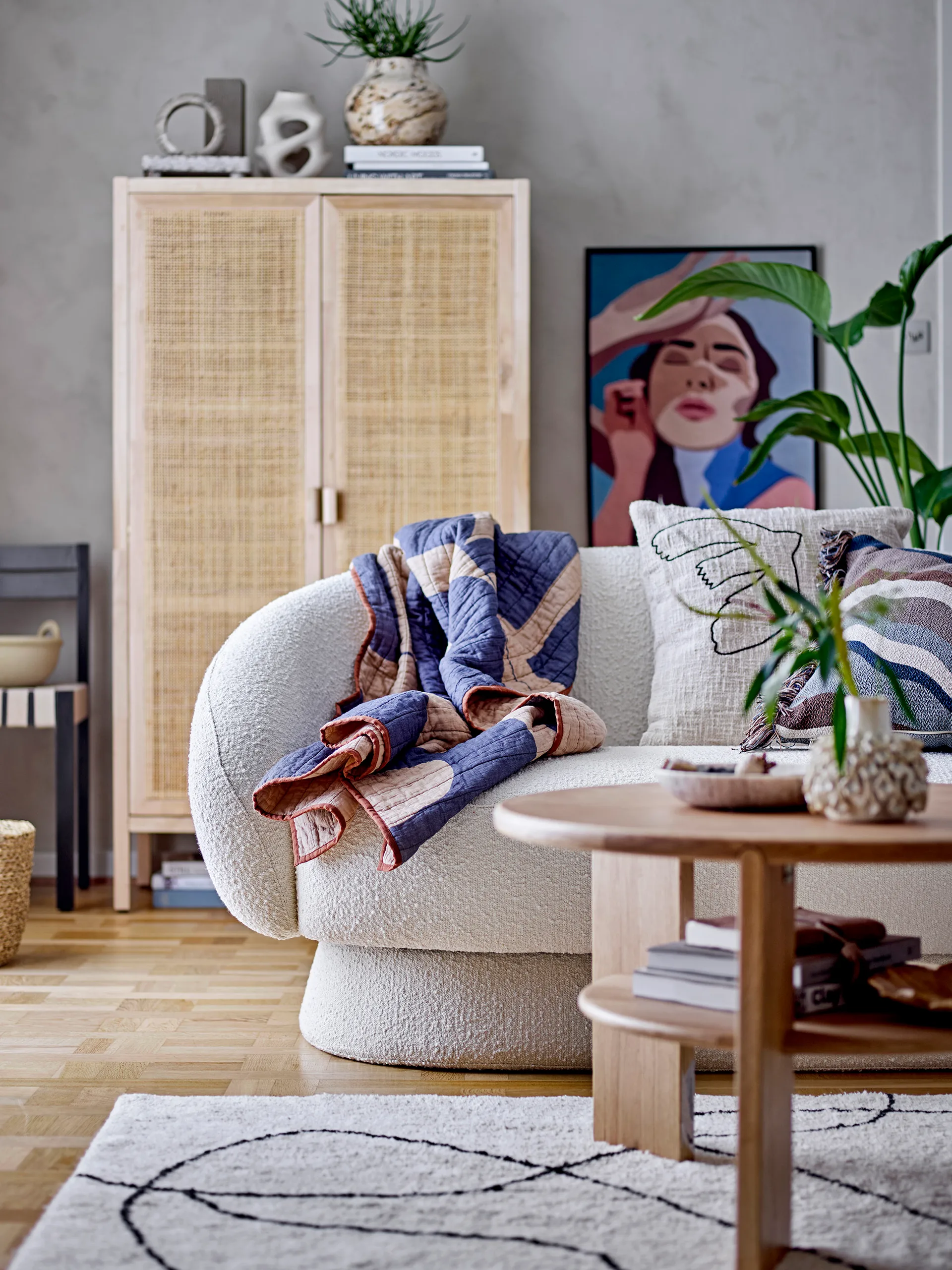 Roose pledd 130 x 150 cm, Blå Bloomingville