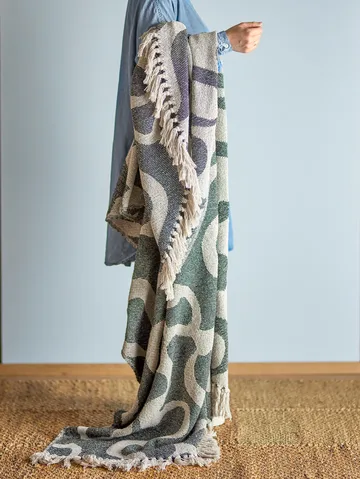 Salobre pledd bomull 160x130 cm - Svart - Bloomingville