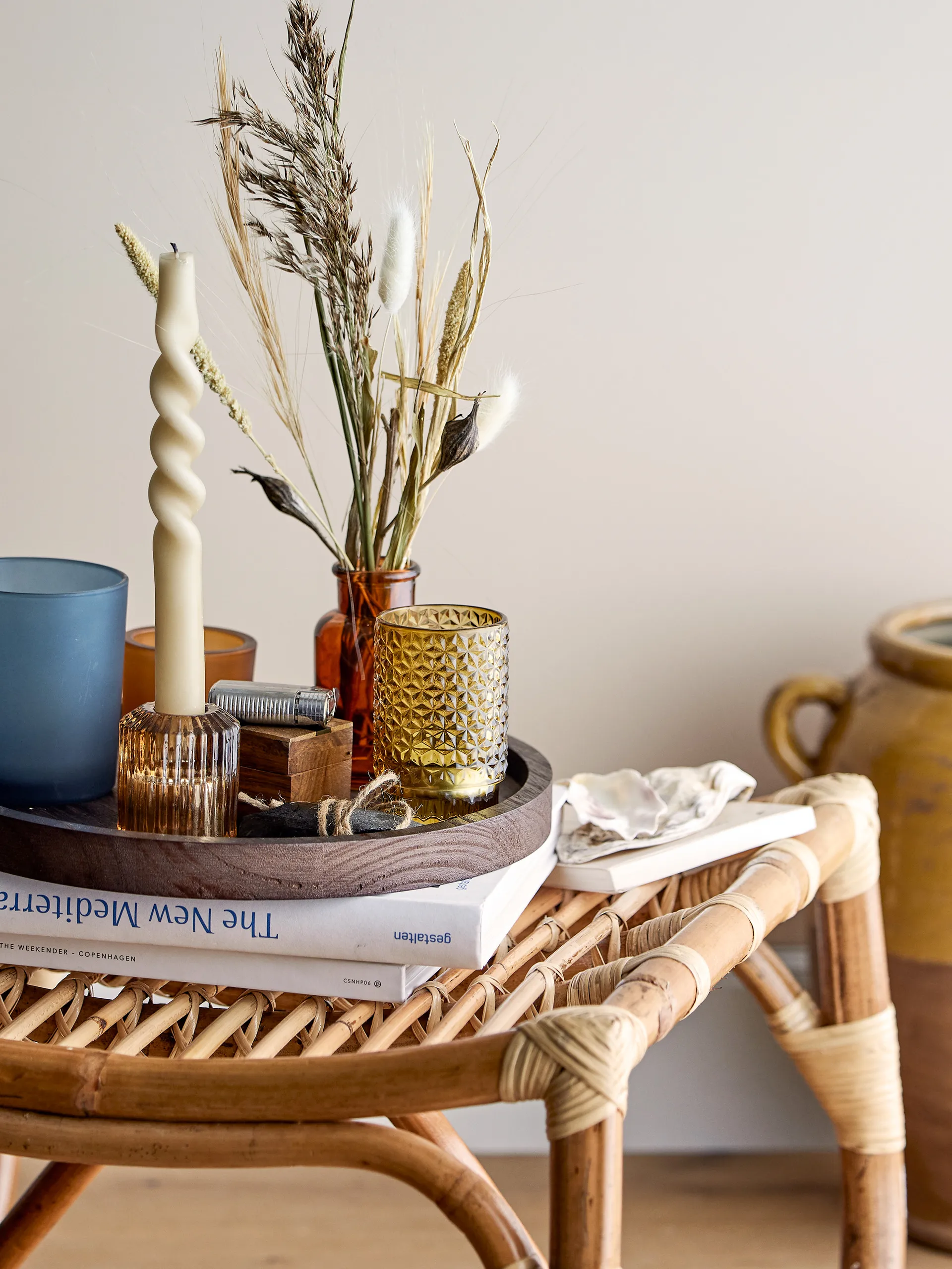 Sanga brett med telysholdere 5 deler, Brun-multi Bloomingville