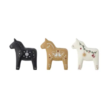 Siffer lysestake - Svart-brun-hvit, 3 deler, 10 cm - Bloomingville