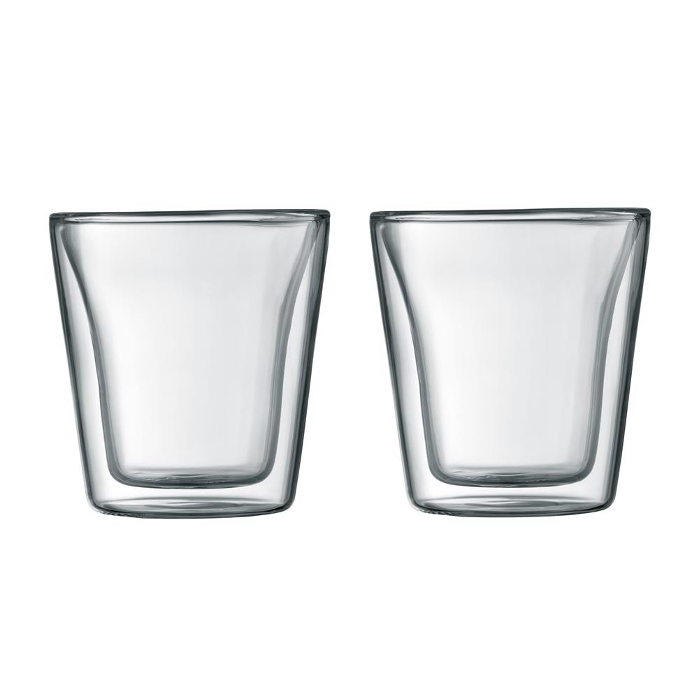 Bodum Canteen glass med dobbelt vegg 2 pakn. 0,1 l | Skandinavisk Design | Kaffekopper | Gjennomsiktig