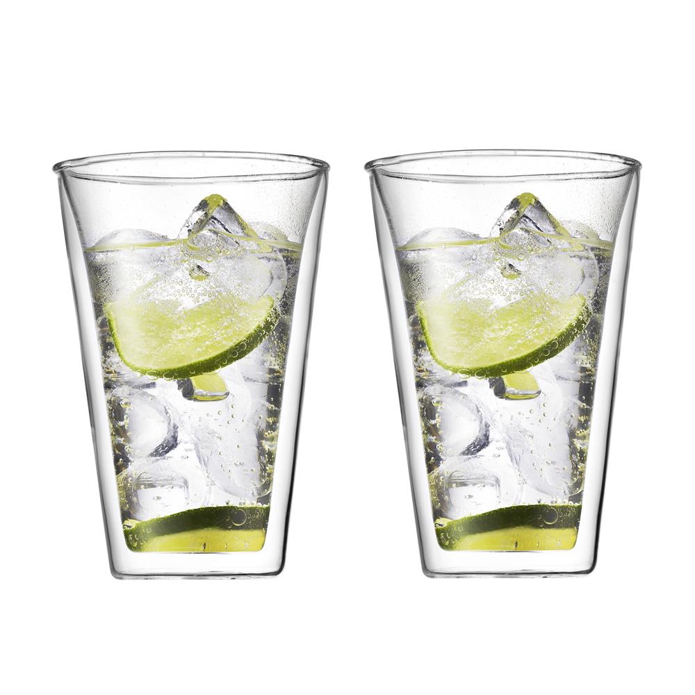 Bodum Canteen glass med dobbelt vegg 2 pakn. 0,4 l | Skandinavisk Design | Kaffekopper | Gjennomsiktig