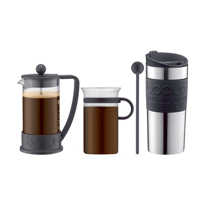 Kaffesett med presskanne, kopp, reisekopp og skje - Sort - Bodum