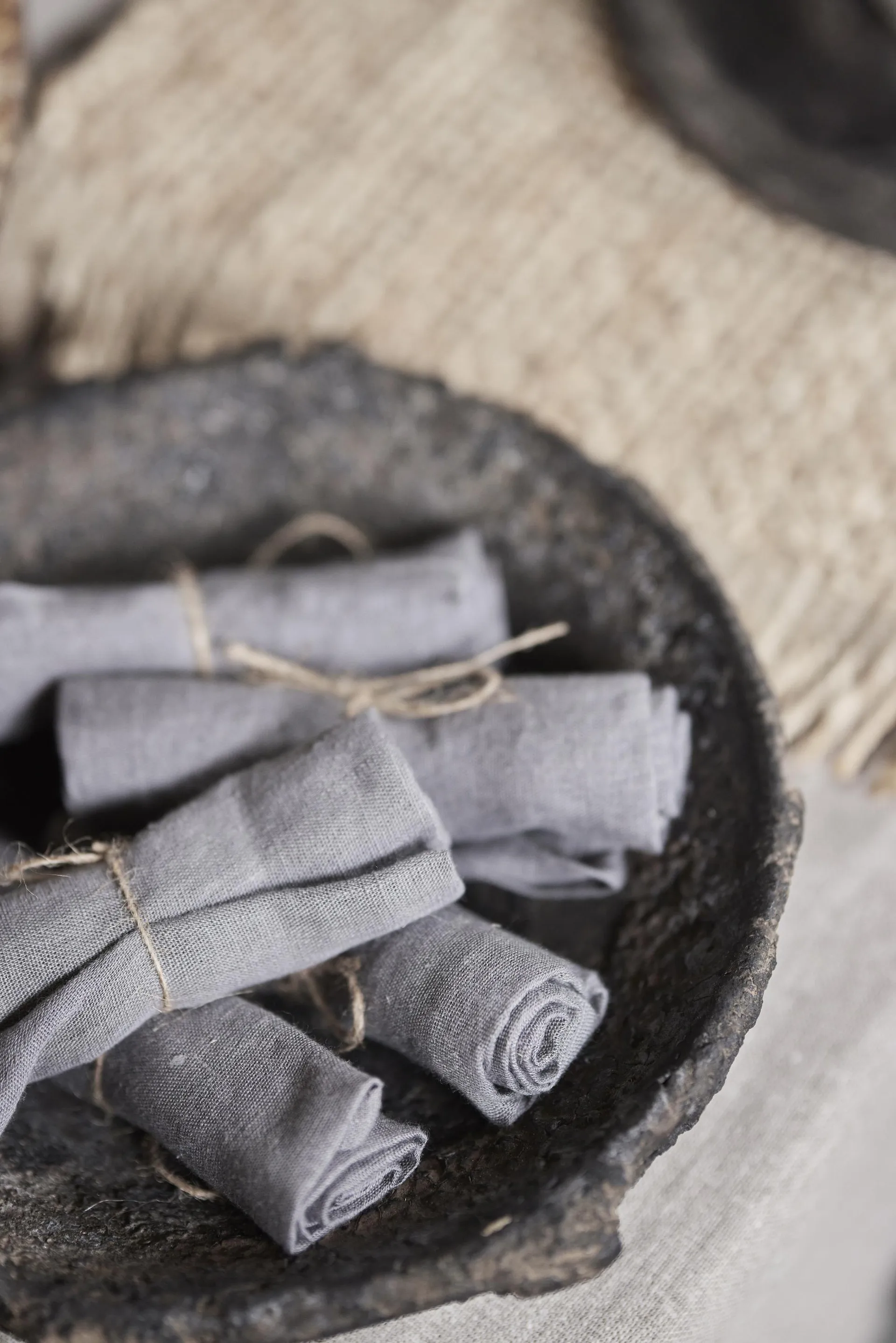 Mandela linserviett 40x40 cm, Grå Boel & Jan