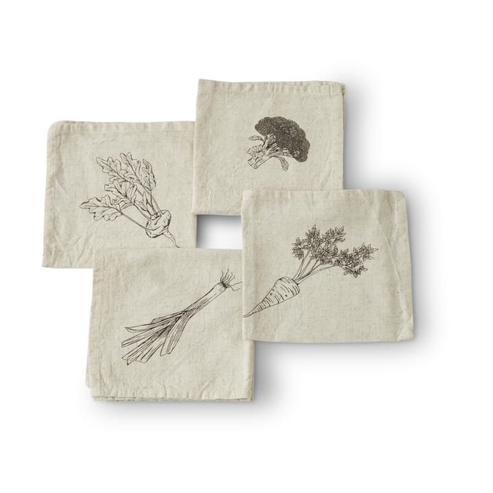 Odla serviett 40 x 40 cm 4 deler, Beige-brun Boel & Jan