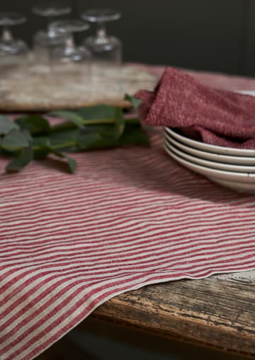 Rough Linen Stripe duk 85 x 85 cm - Rød - Boel & Jan