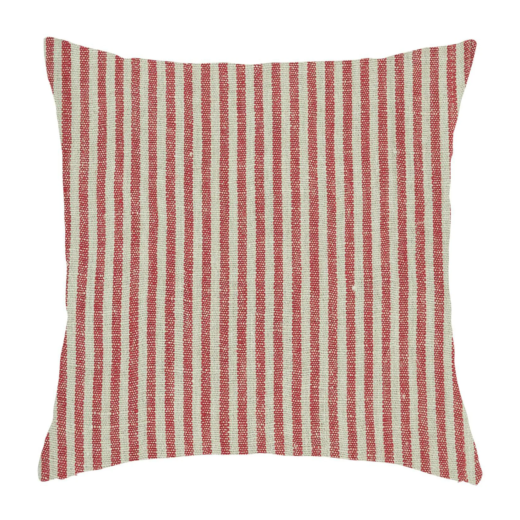 Rough Linen Stripe putetrekk 45 x 45 cm, Rød Boel & Jan
