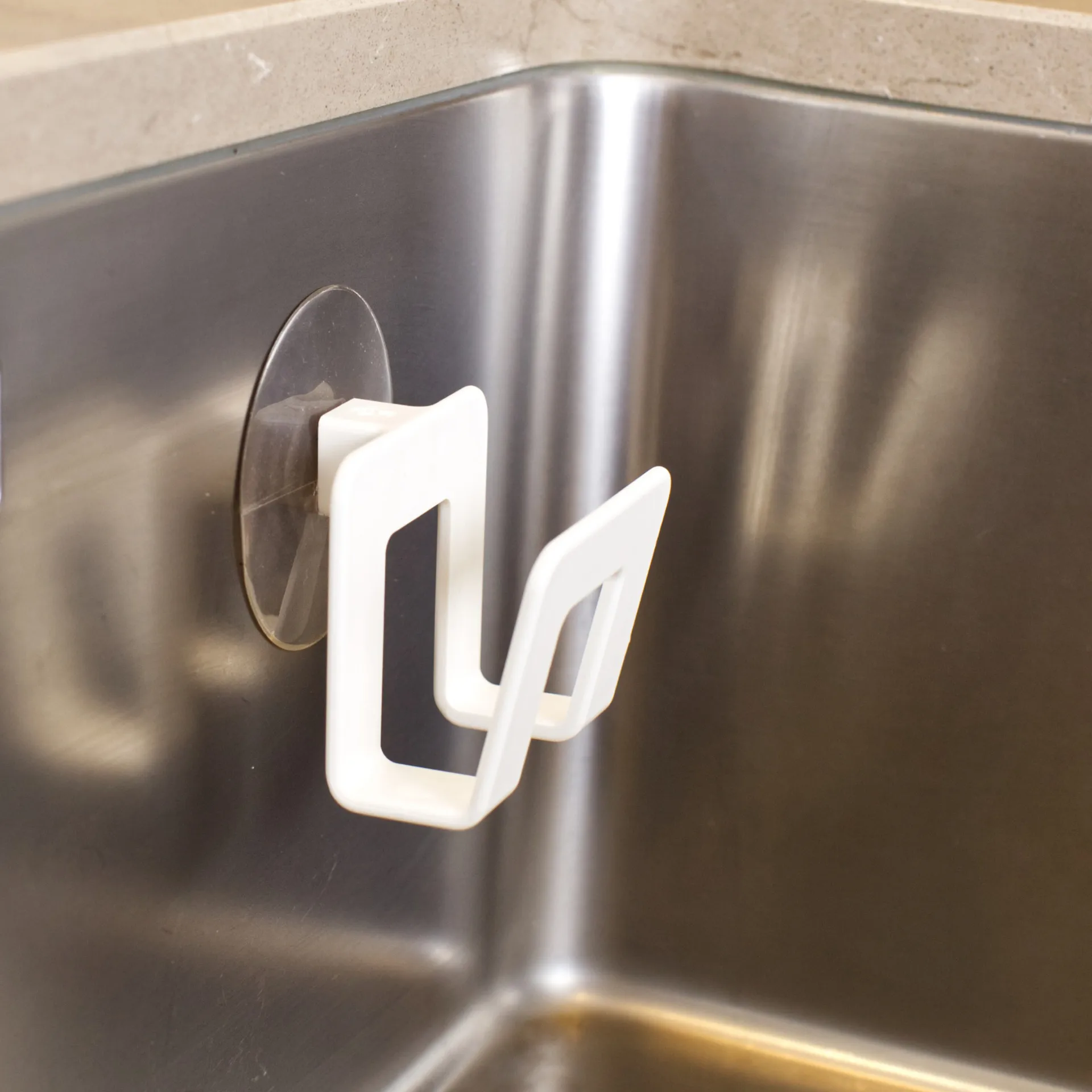 Bosign holder for oppvasksvamp med sugekopp, Hvit Bosign