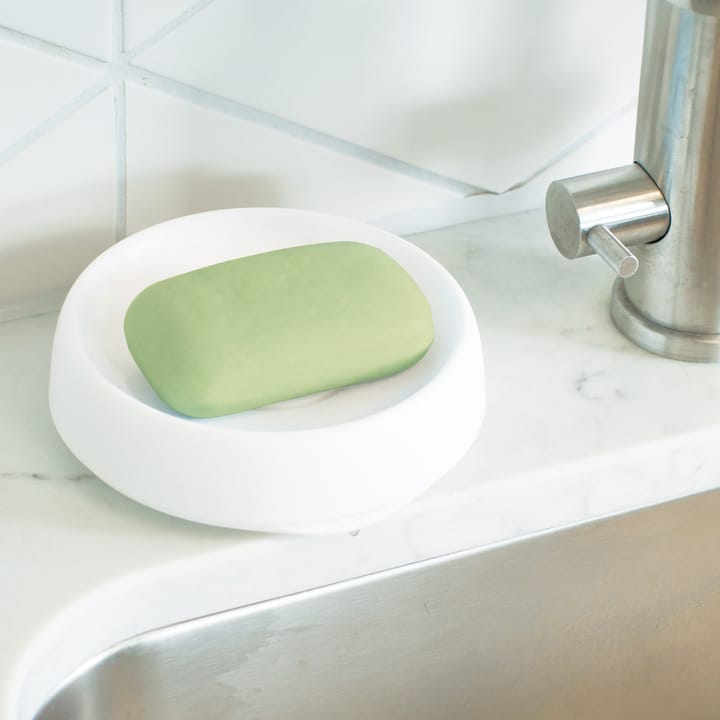 Såpefat med skjult avrenningstut silikon medium, Hvit Bosign