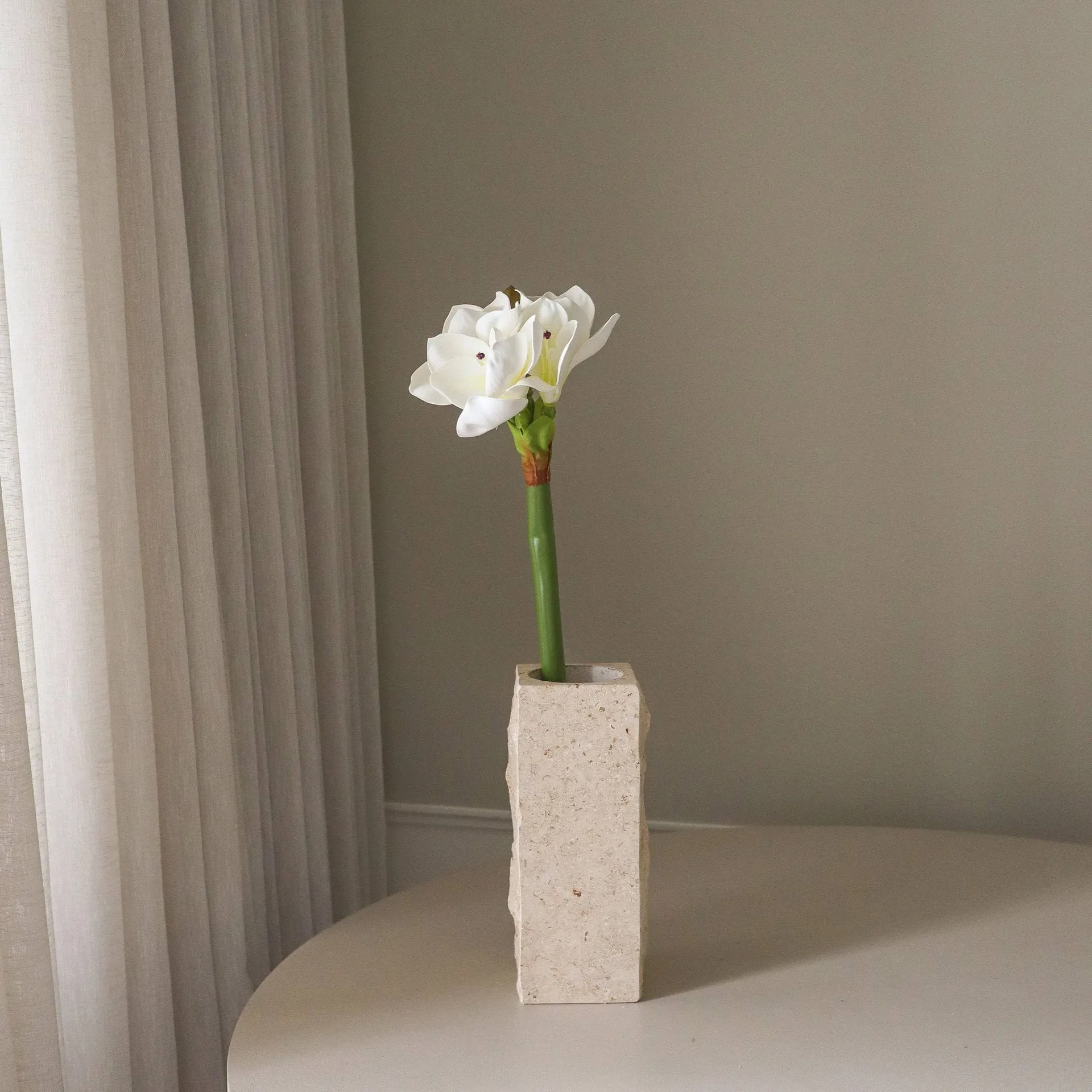 Amaryllis kunstig blomst, Hvit, 73 cm Botané