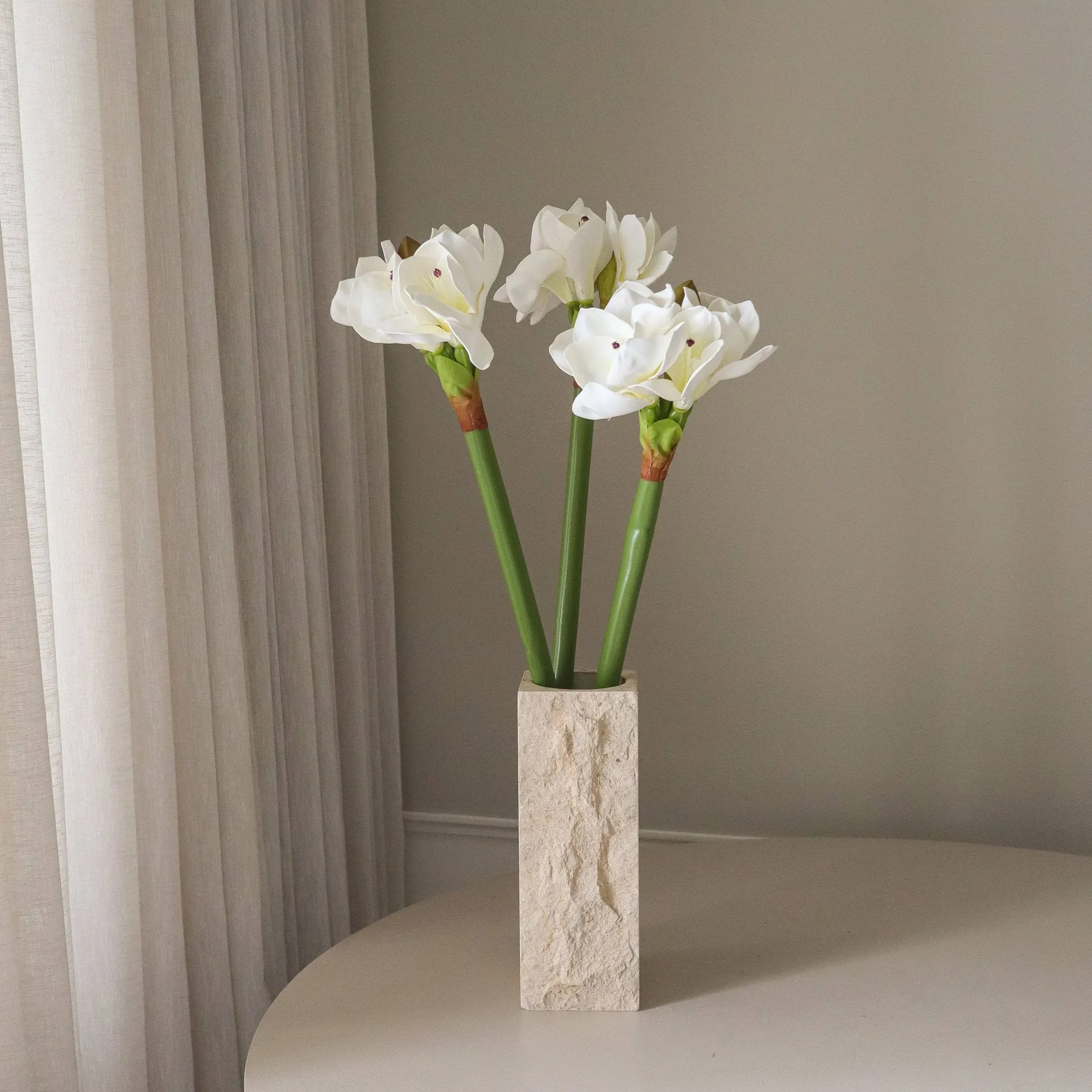 Amaryllis kunstig bukett, Hvit, 73 cm Botané