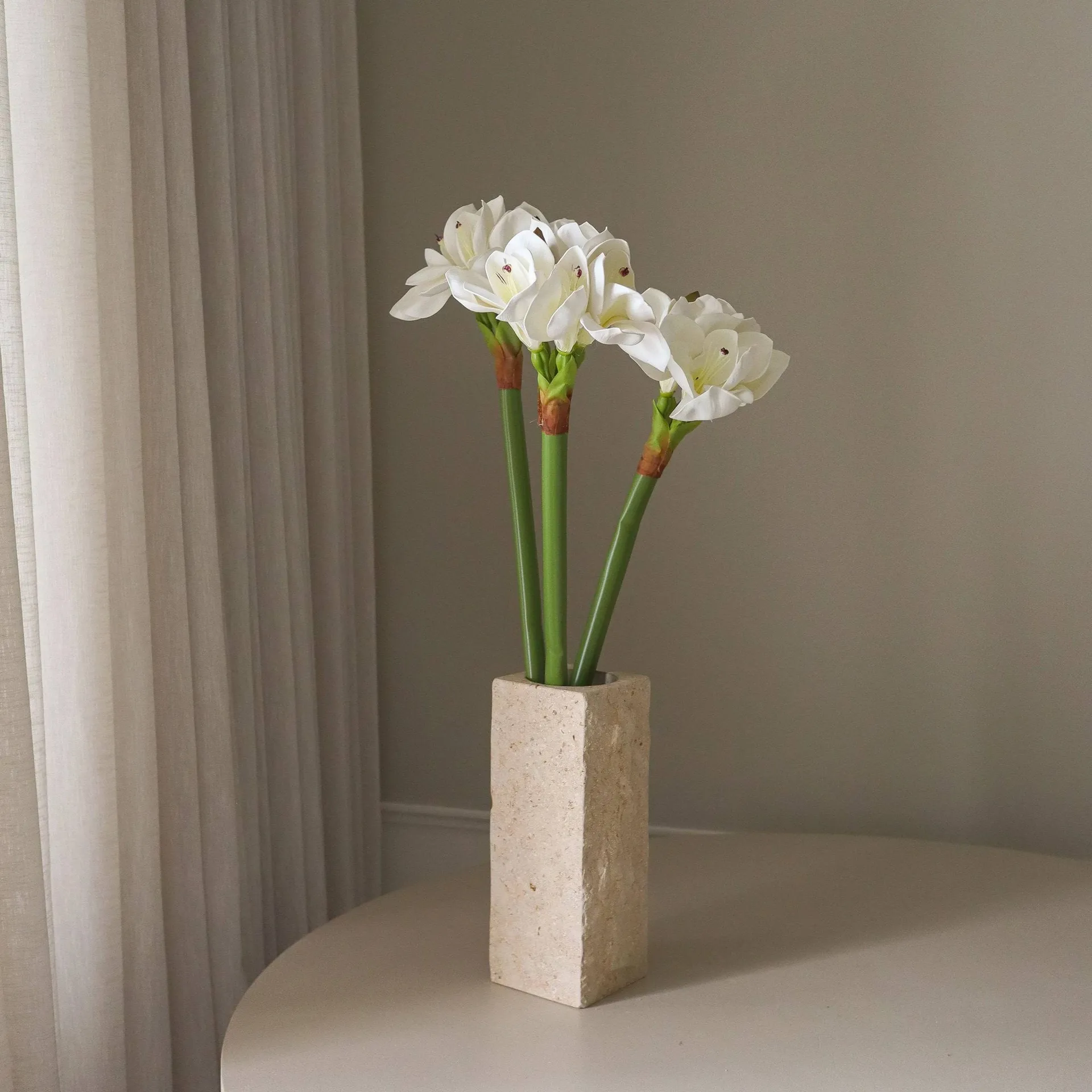 Amaryllis kunstig bukett, Hvit, 73 cm Botané