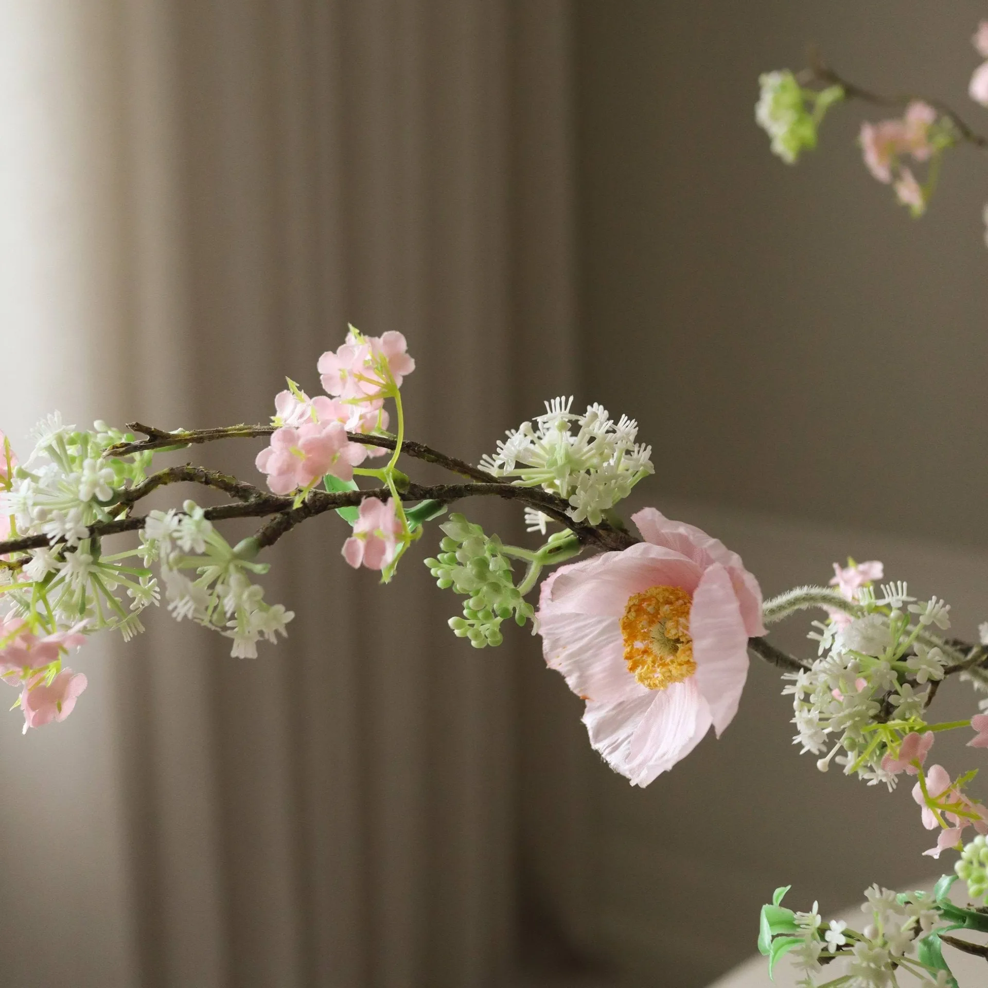 Blossom Veil kunstig bukett, Valmue, snøvier Botané