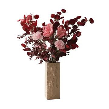 Burgundy blush kunstig bukett - Amaryllis, nellik, bærkvister, eukalyptus, 84 cm - Botané