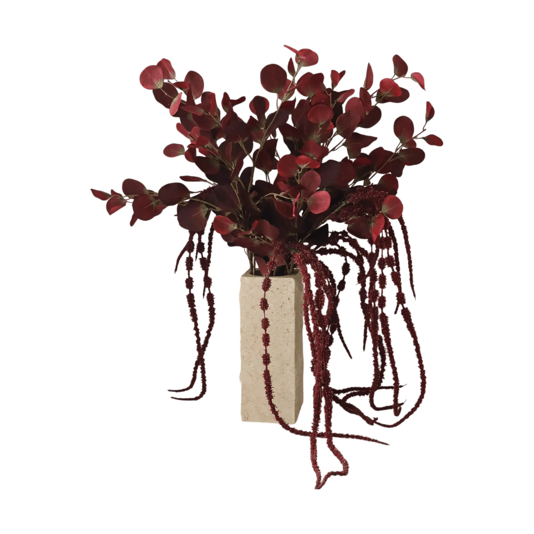 Burgundy veil kunstig bukett, Eukalyptus, amarant, 84 cm Botané