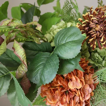 Cedar Grove kunstig bukett - Hortensia-halvkaktusdahlia-kalla, 90 cm, 14 stk - Botané