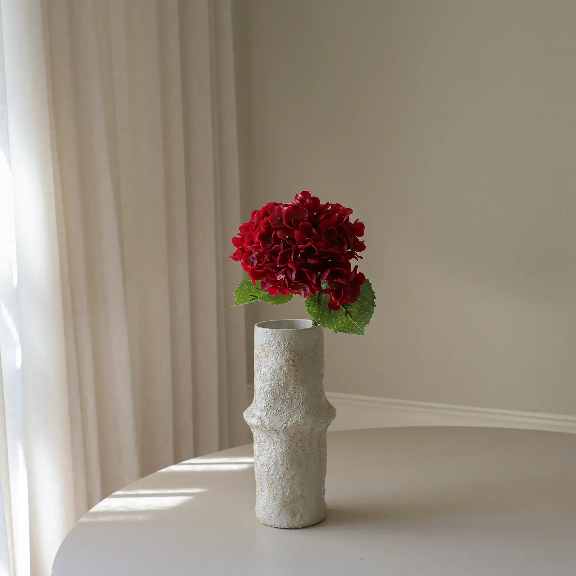 Hortensia kunstig blomst, Rød, 51 cm, 1 stk Botané