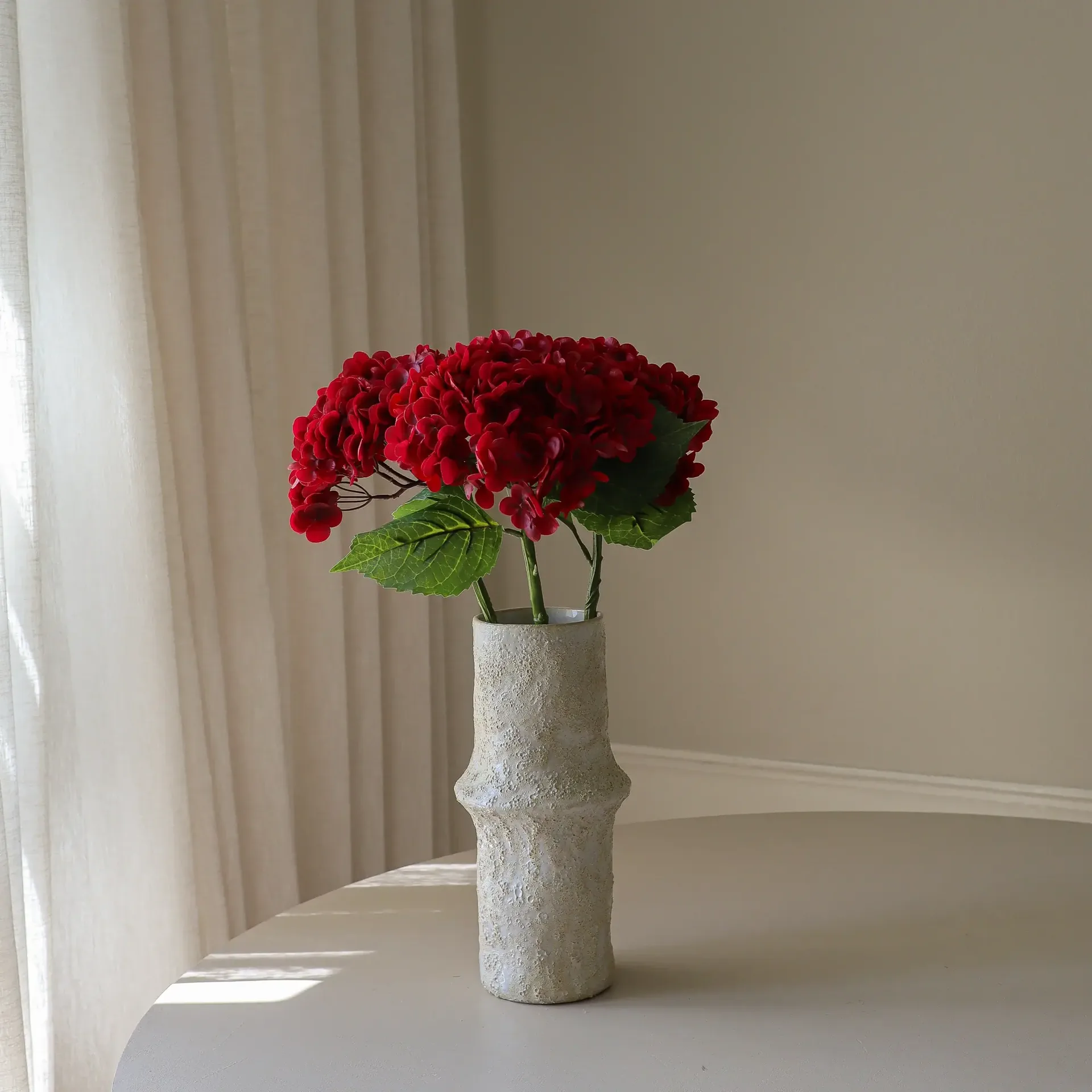 Hortensia kunstig blomst, Rød, 51 cm, 1 stk Botané