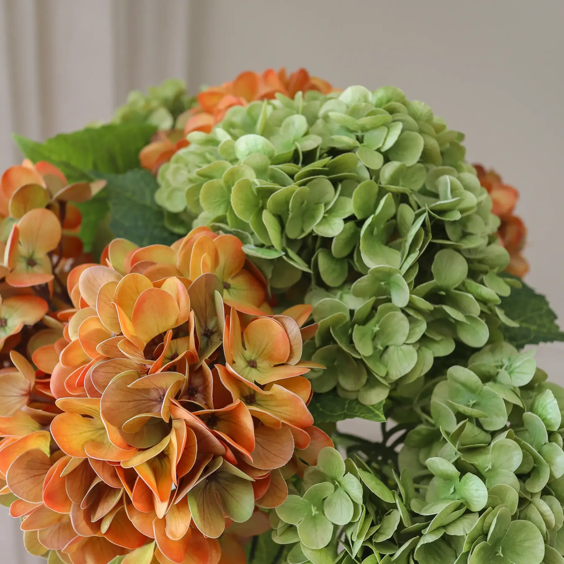 Hortensia kunstig bukett, Copper, 60 cm, 7 stk Botané