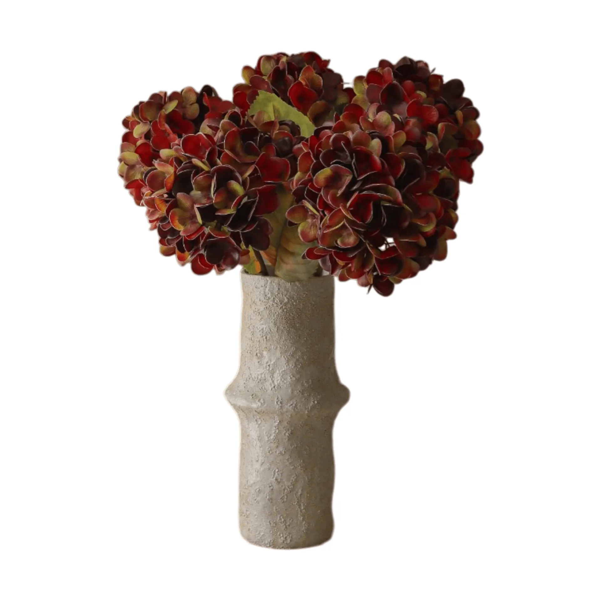 Hortensia kunstig bukett, Dyp burgunder, 60 cm, 6 stk Botané