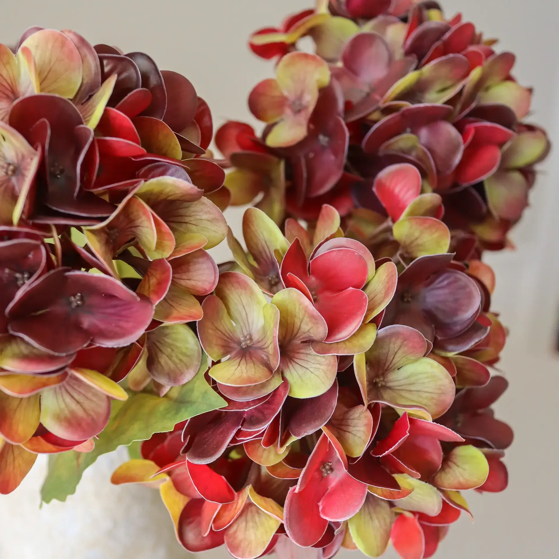 Hortensia kunstig bukett, Dyp burgunder, 60 cm, 6 stk Botané
