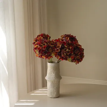Hortensia kunstig bukett - Dyp burgunder, 60 cm, 6 stk - Botané
