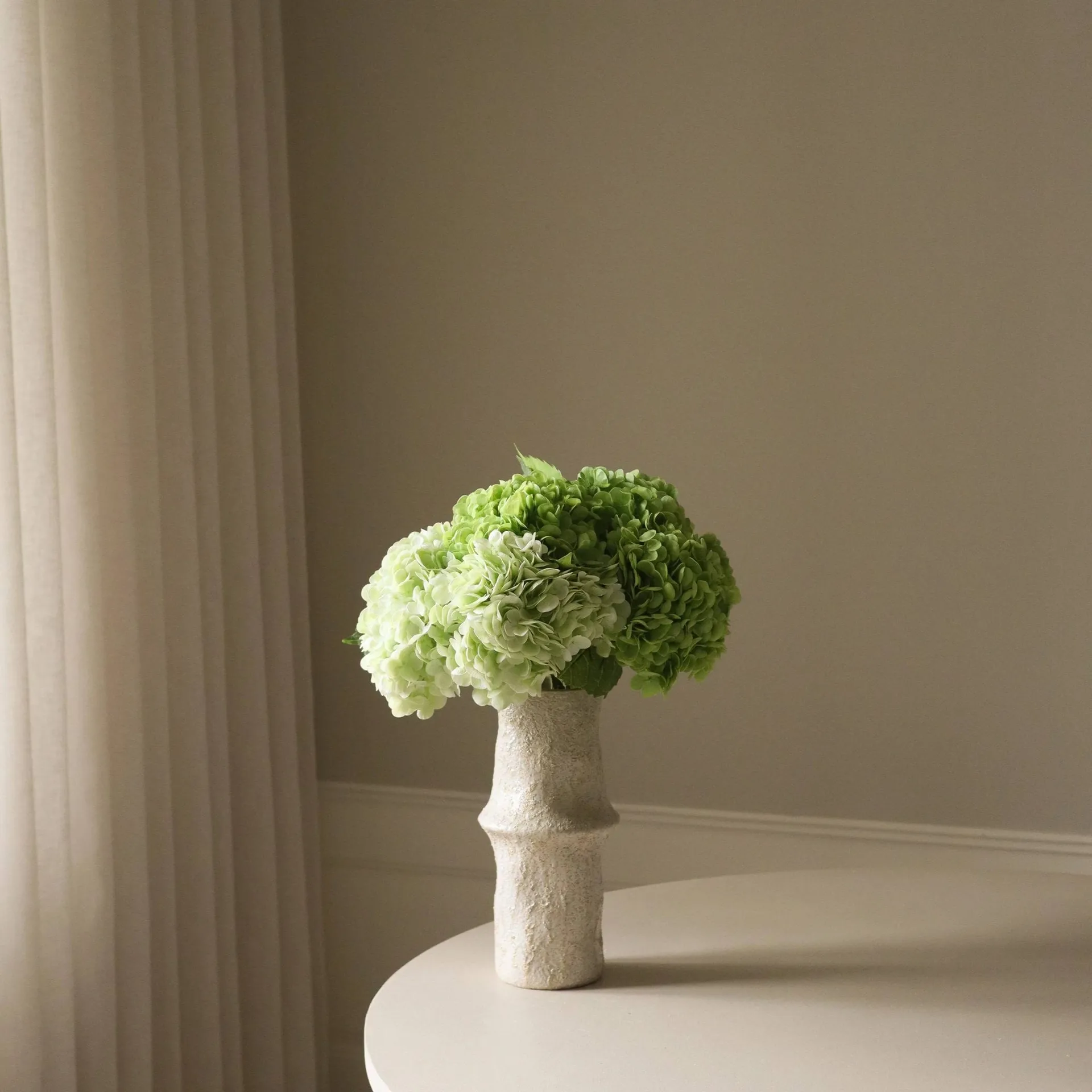Hortensia kunstig bukett, Grønn, 7 stk Botané