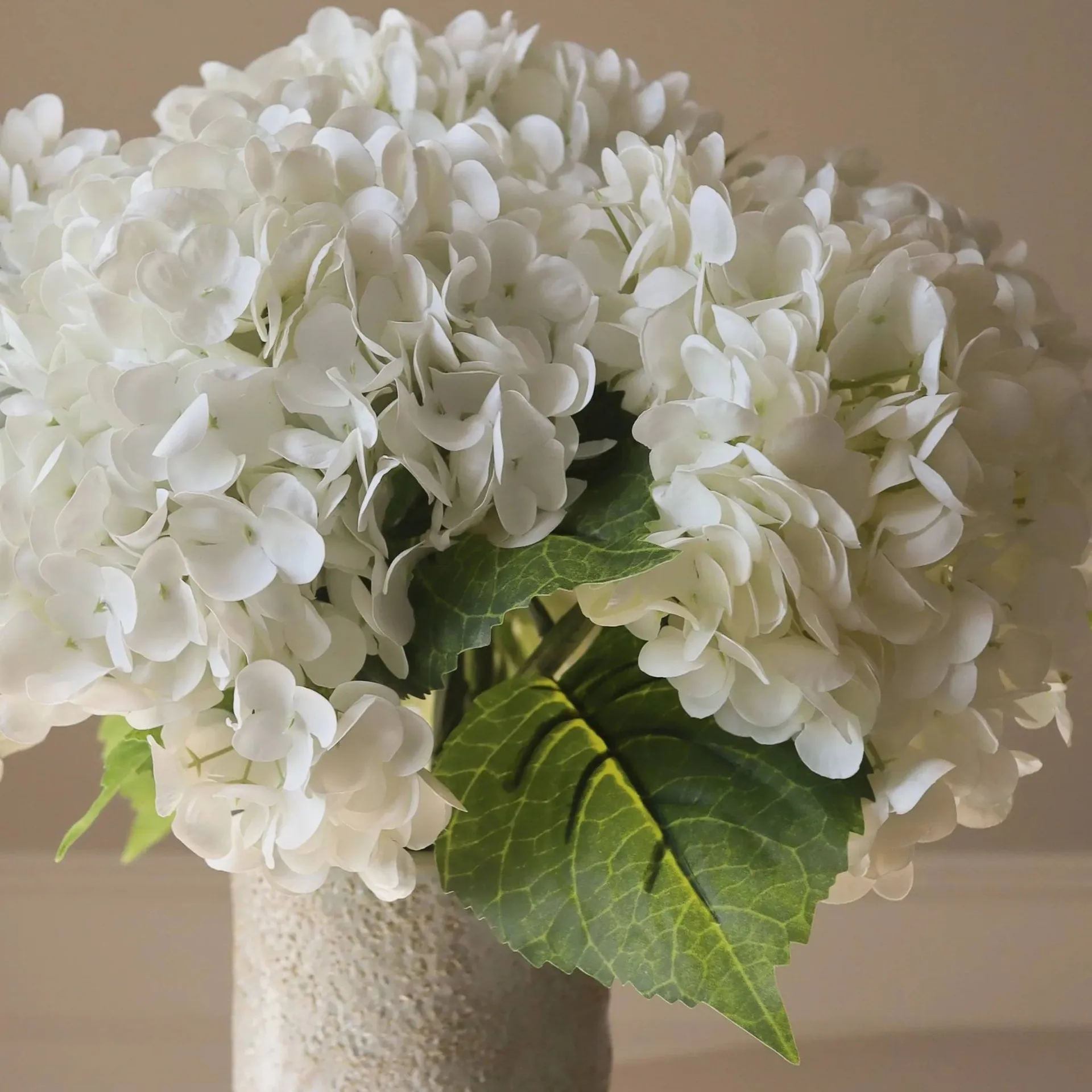 Hortensia kunstig bukett, Hvit, 7 stk Botané
