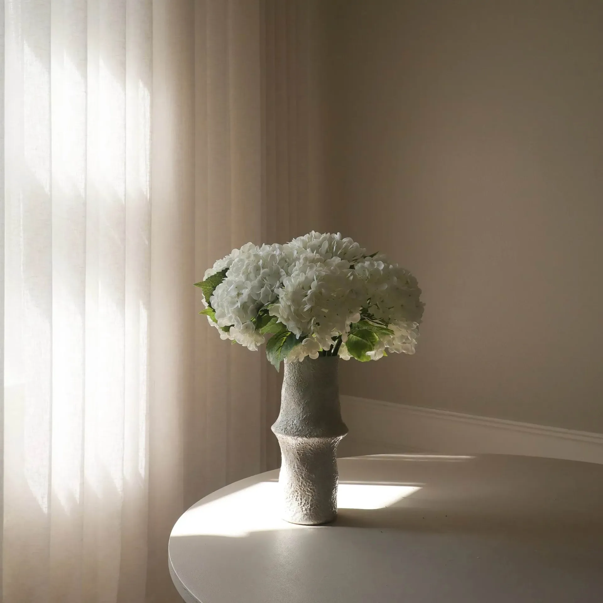 Hortensia kunstig bukett, Hvit, 7 stk Botané