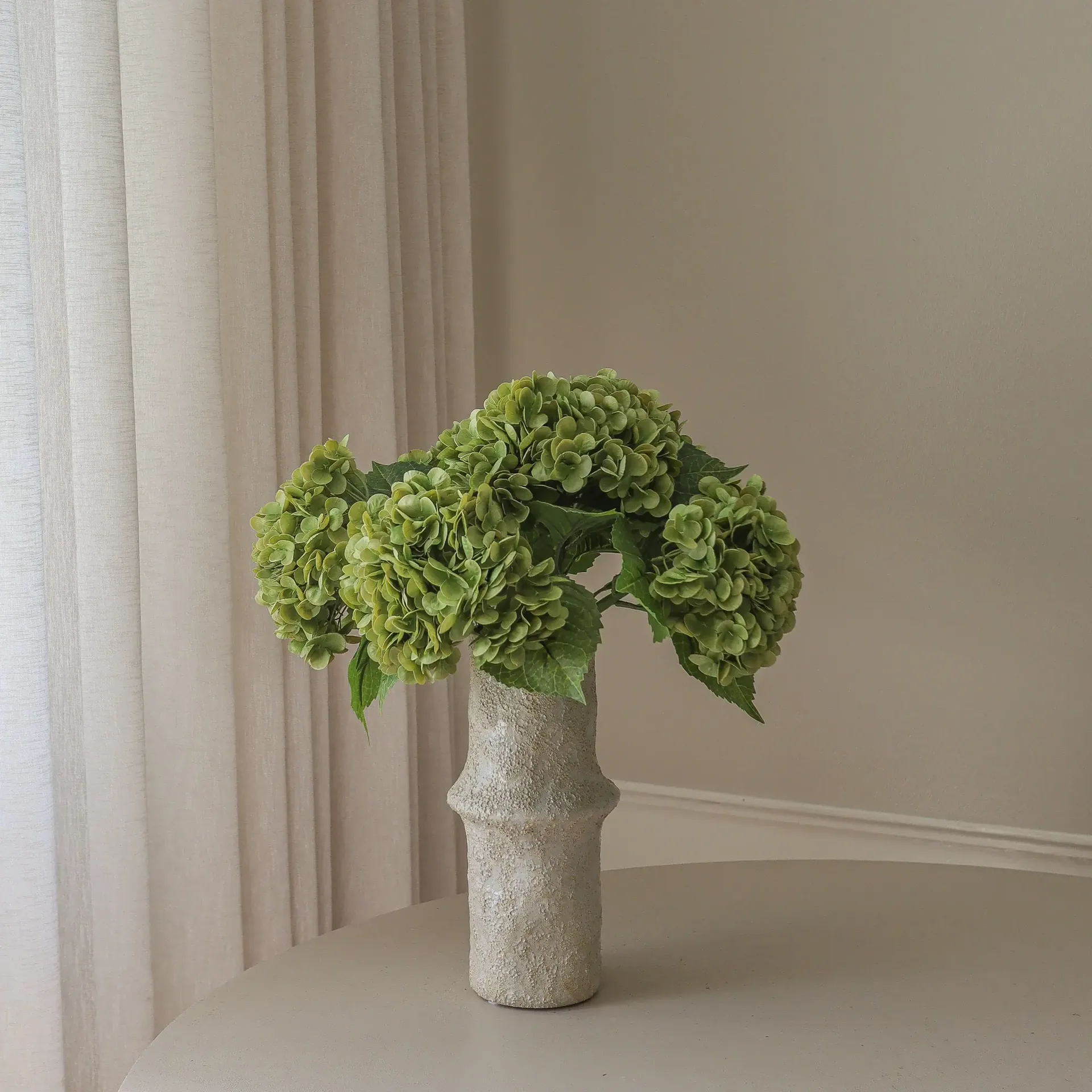 Hortensia kunstig bukett, Mosegrønn, 51 cm, 6 stk Botané