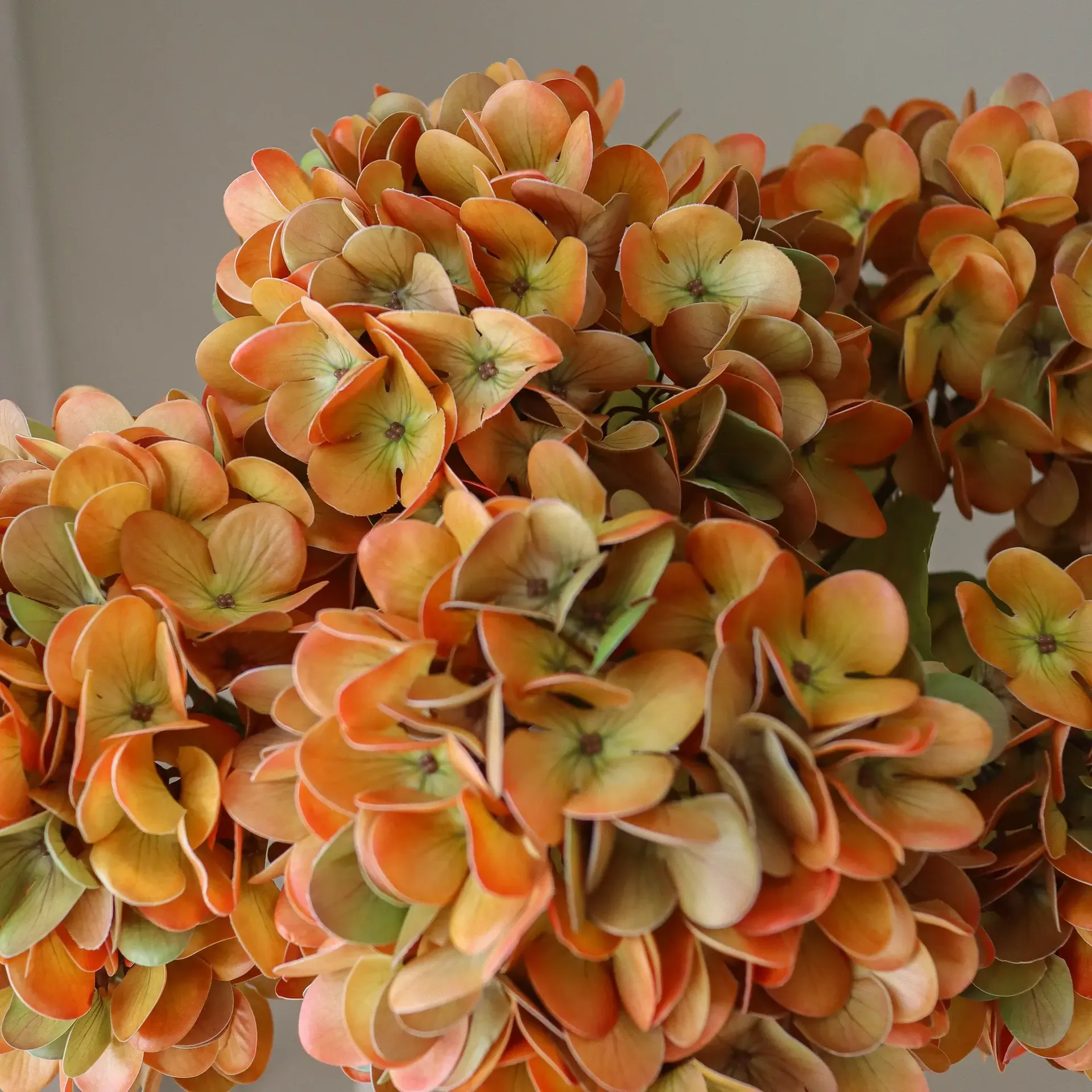Hortensia kunstig bukett, Orange, 60 cm, 6 stk Botané