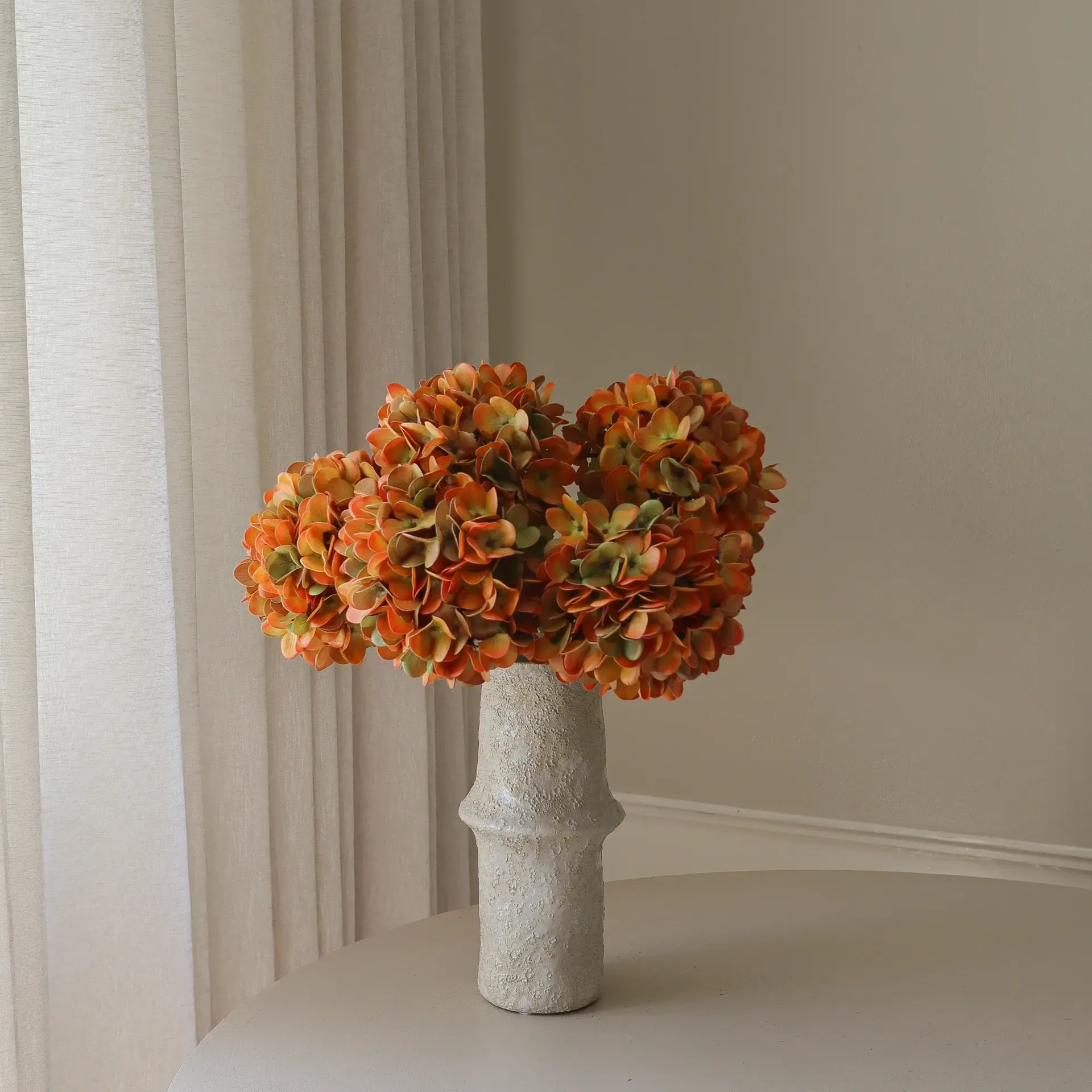 Hortensia kunstig bukett, Orange, 60 cm, 6 stk Botané