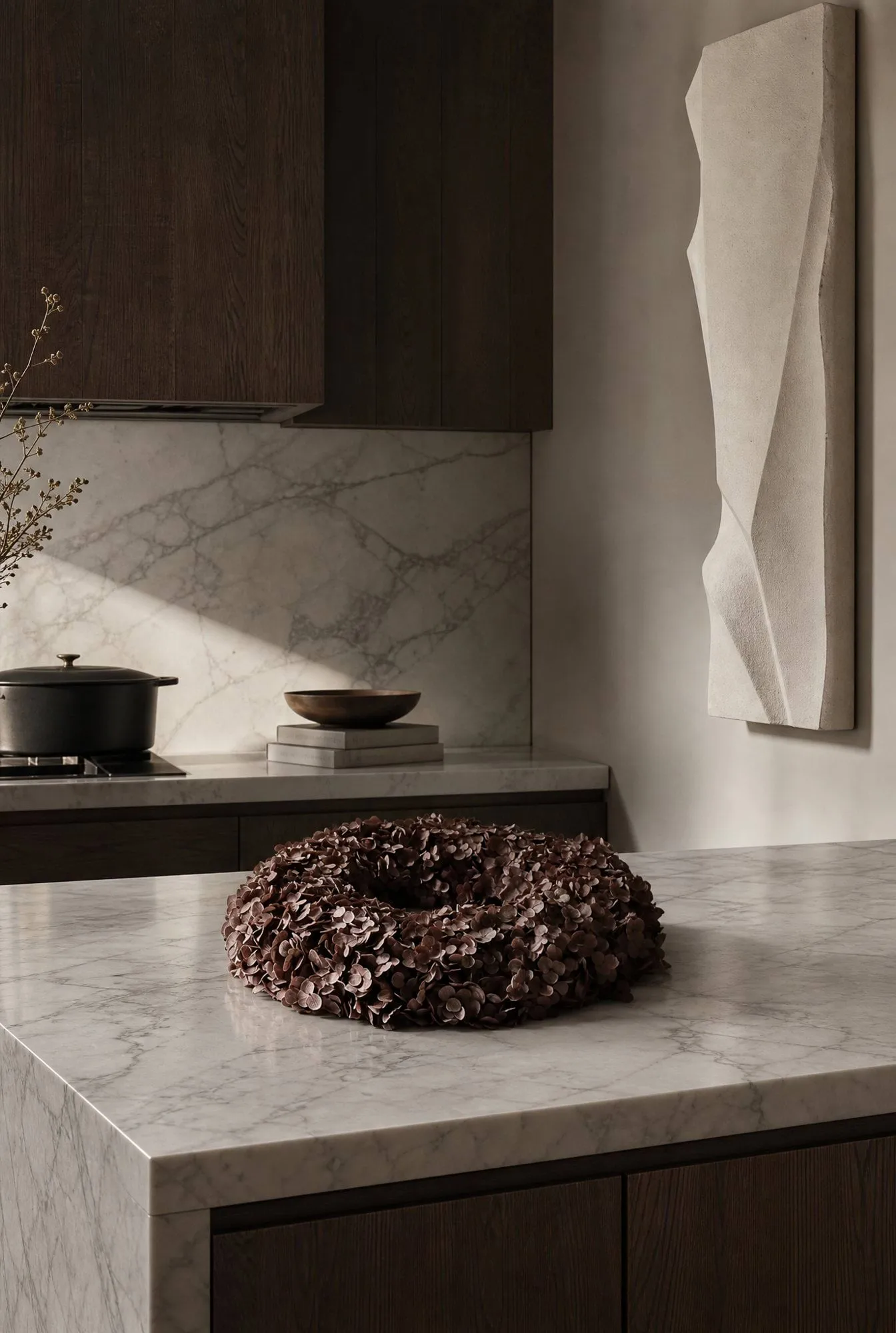 Hortensia Wreath blomsterkrans, Brown, 40 cm Botané