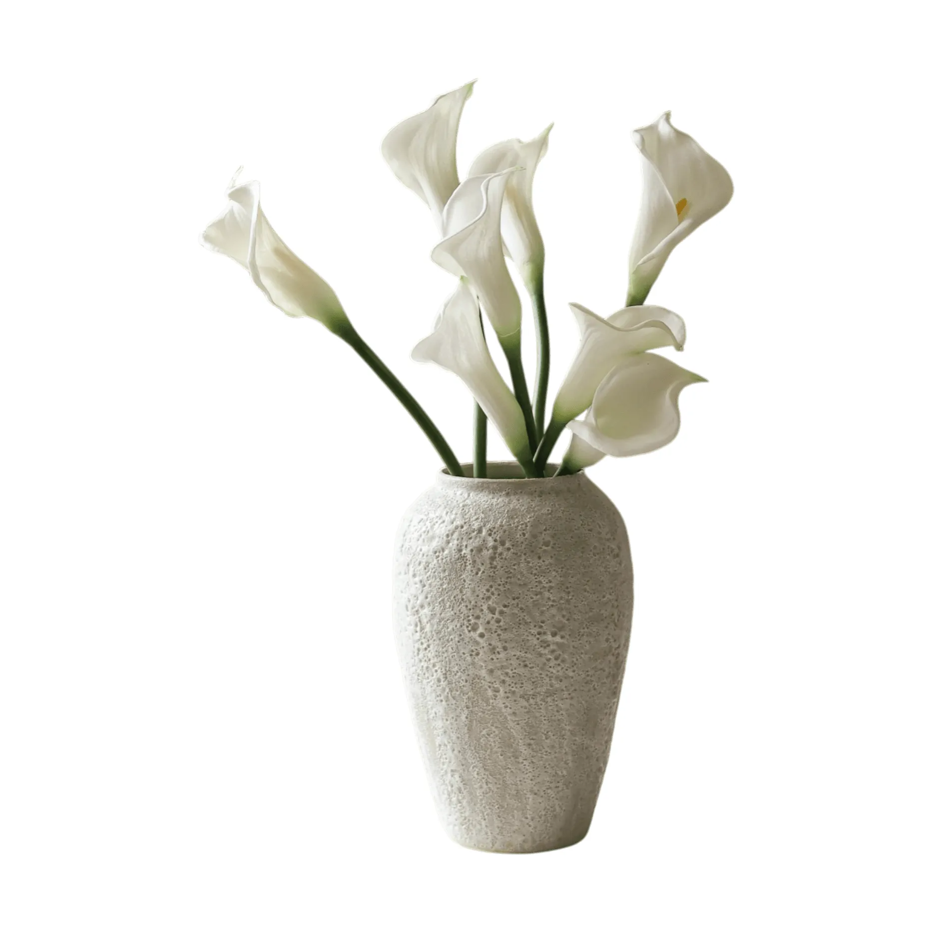 Kalla-lilje kunstig bukett, Hvit, 65 cm, 8 stk Botané