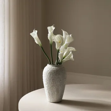 Kalla-lilje kunstig bukett - Hvit, 65 cm, 8 stk - Botané