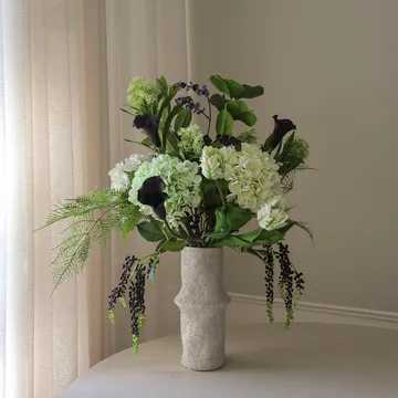 Moonlit Garden kunstig bukett - Hortensia-papegøyetulipan-kalla, 106 cm, 17 stk - Botané