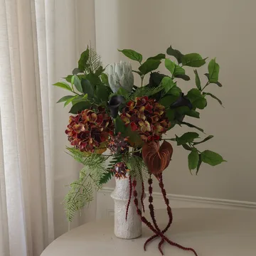 Noir Botanica kunstig bukett - Hortensia-kalla-anthurium 112 cm, 15 stk - Botané