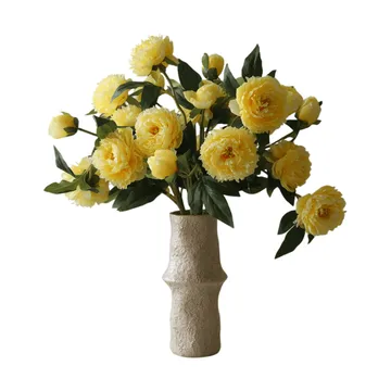 Peoner kunstig bukett - Large, gul 7 stk - Botané