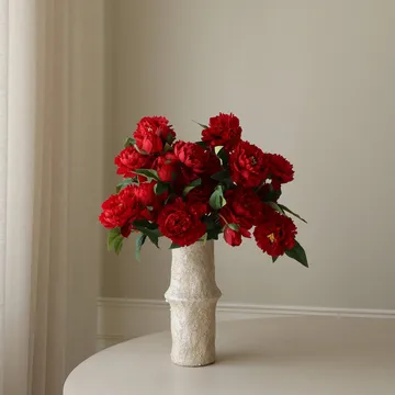 Peoner kunstig bukett - Large, rød 7 stk - Botané