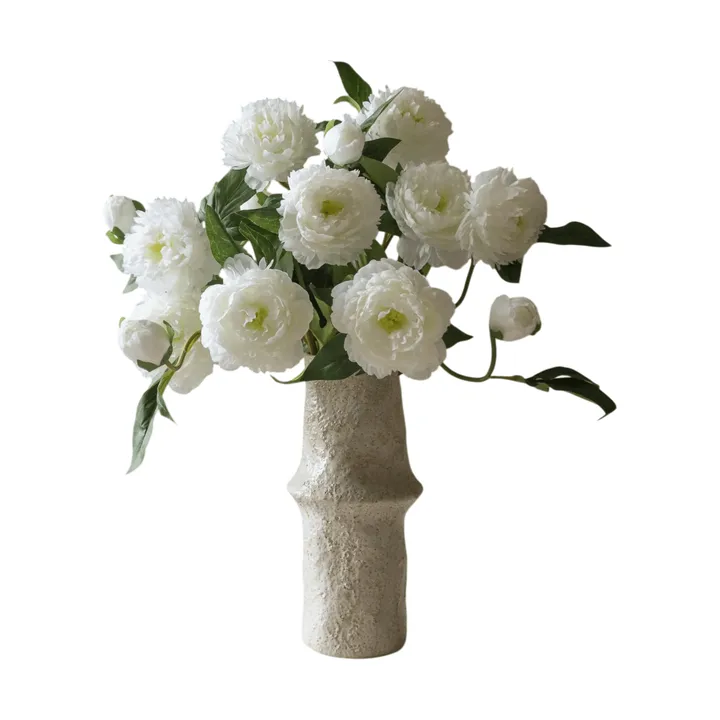 Peoner kunstig bukett - Medium, hvit 5 stk - Botané