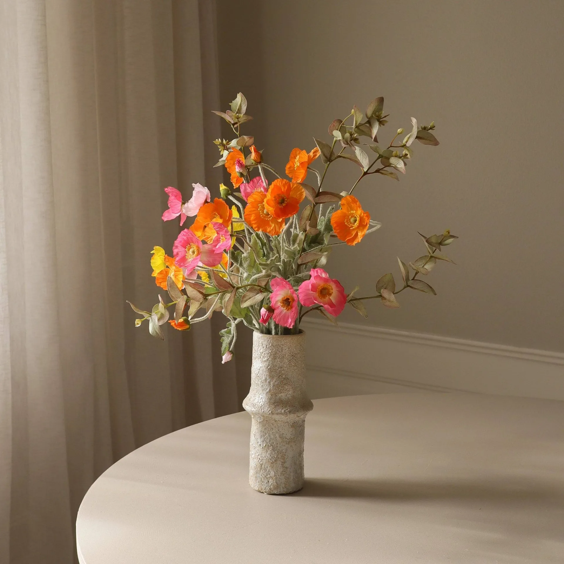 Poppy Spritz kunstig bukett, Valmue–eukalyptus 10 stk Botané