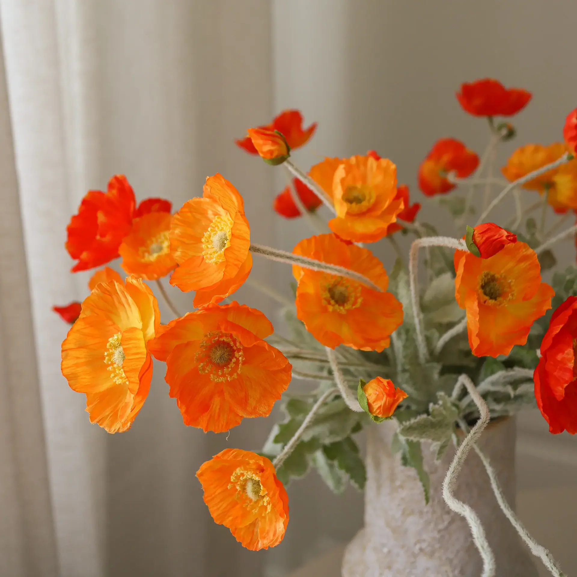 Poppy Sunset kunstig bukett, Valmue, 56 cm, 11 stk. Botané